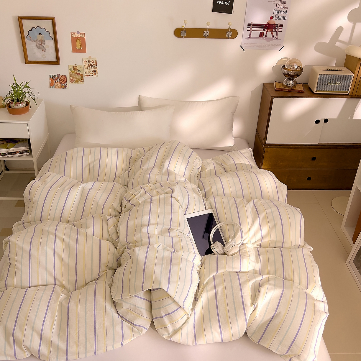 91家纺网 家纺一手货源 找家纺 DoDo 兜兜 2026新款全棉纯棉A类条格水洗棉单被套被套单件-可定做尺寸 且乐-紫