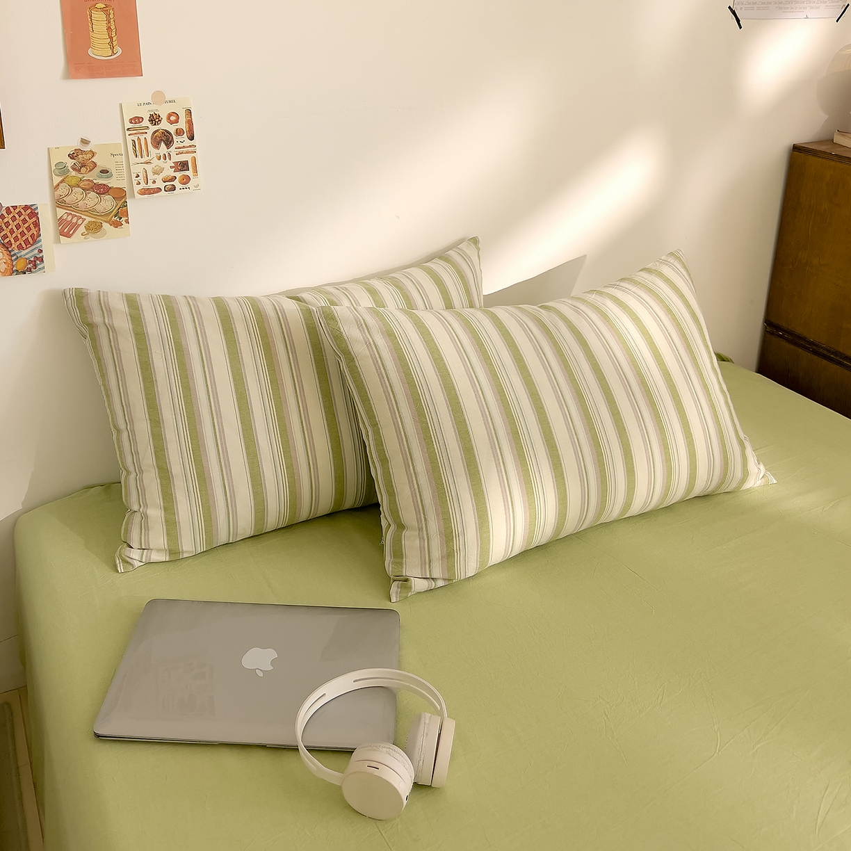 91家纺网 家纺一手货源 找家纺 DoDo 兜兜 2026新款全棉纯棉A类条格水洗棉单被套被套单件-可定做尺寸 左岸-绿