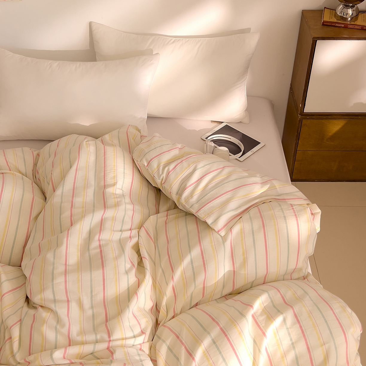 91家纺网 家纺一手货源 找家纺 DoDo 兜兜 2026新款全棉纯棉A类条格水洗棉单被套被套单件-可定做尺寸 且乐-粉