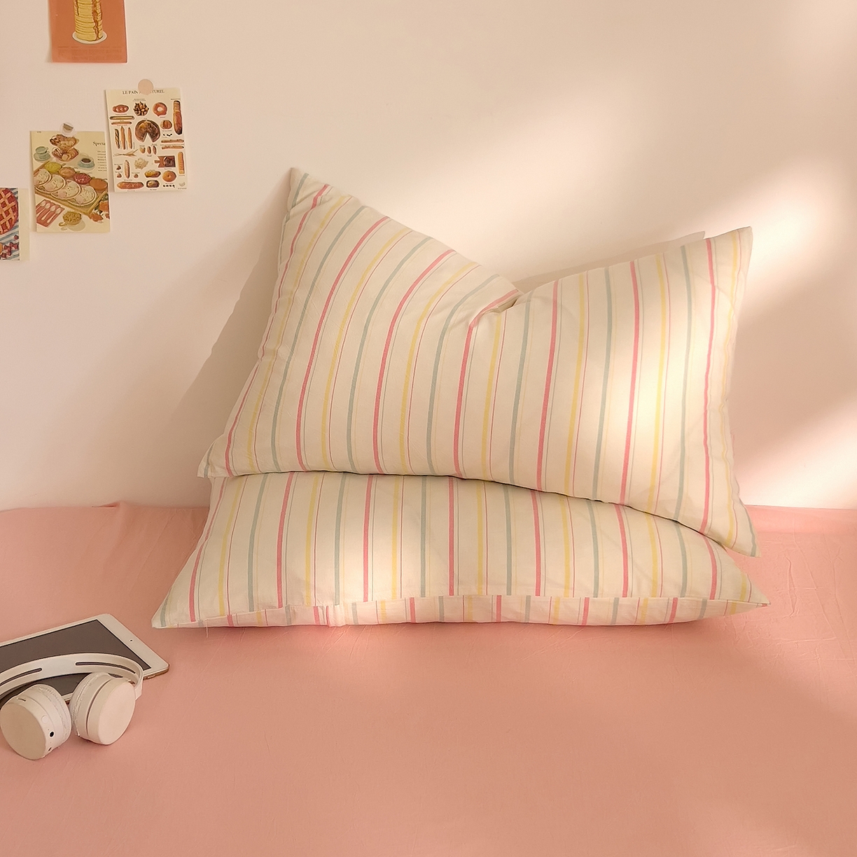 91家纺网 家纺一手货源 找家纺 DoDo 兜兜 2026新款全棉纯棉A类条格水洗棉单被套被套单件-可定做尺寸 且乐-粉