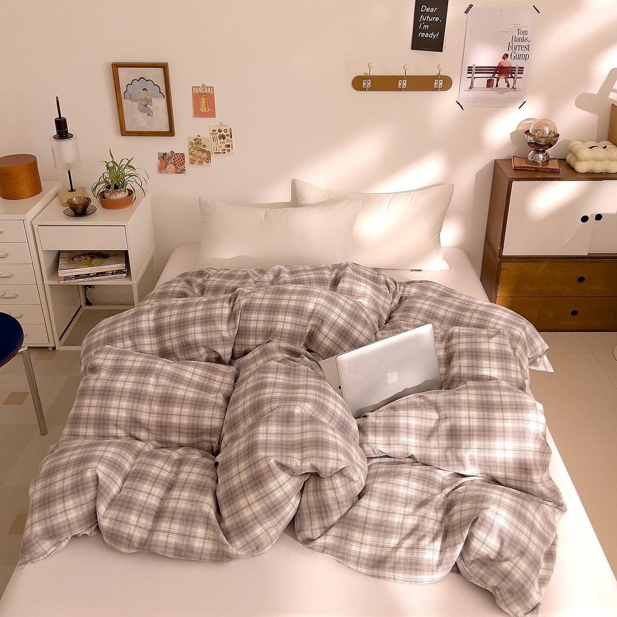 91家纺网 家纺一手货源 找家纺 DoDo 兜兜 2026新款全棉纯棉A类条格水洗棉单被套被套单件-可定做尺寸 可可奈-烟灰