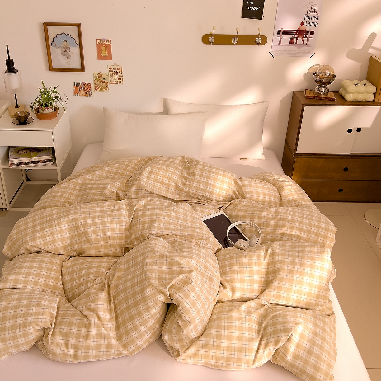 91家纺网 家纺一手货源 找家纺 DoDo 兜兜 2026新款全棉纯棉A类条格水洗棉单被套被套单件-可定做尺寸 半棠-卡其