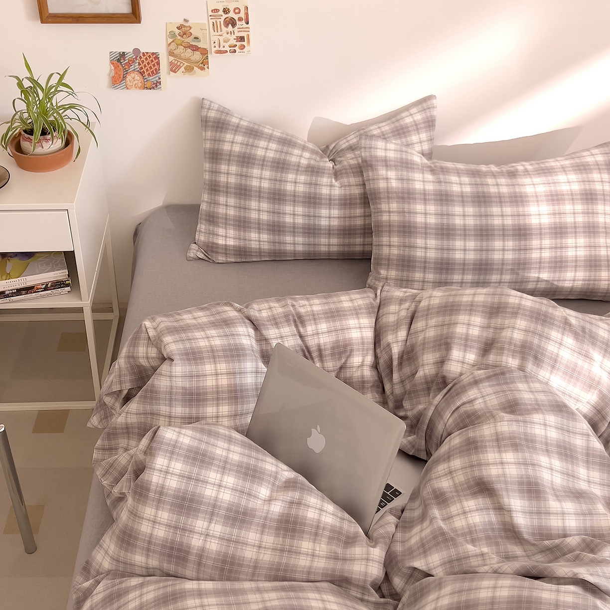 91家纺网 家纺一手货源 找家纺 DoDo 兜兜 2026新款全棉纯棉A类条格水洗棉单被套被套单件-可定做尺寸 可可奈-烟灰