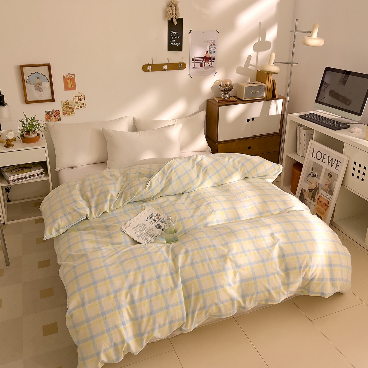91家纺网 家纺一手货源 找家纺 DoDo 兜兜 2026新款全棉纯棉A类条格水洗棉单被套被套单件-可定做尺寸 禾里-黄蓝