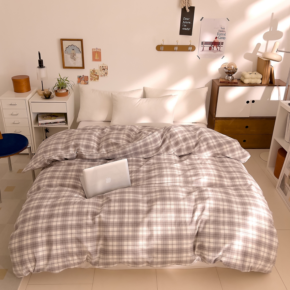 91家纺网 家纺一手货源 找家纺 DoDo 兜兜 2026新款全棉纯棉A类条格水洗棉单被套被套单件-可定做尺寸 可可奈-烟灰