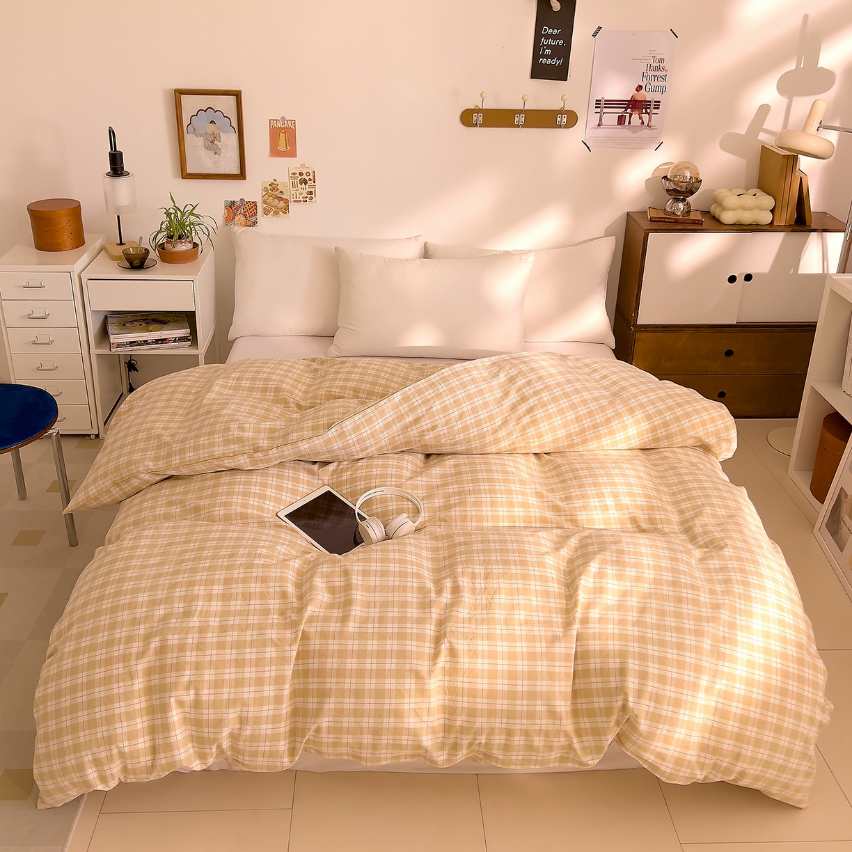 91家纺网 家纺一手货源 找家纺 DoDo 兜兜 2026新款全棉纯棉A类条格水洗棉单被套被套单件-可定做尺寸 半棠-卡其