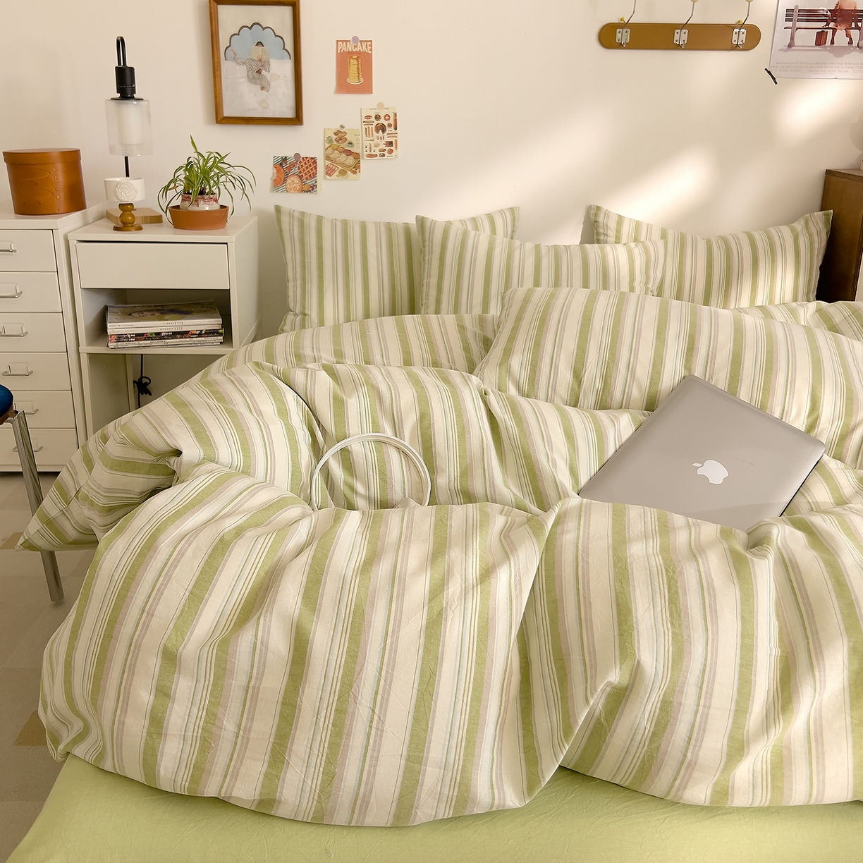 DoDo 兜兜 2026新款全棉纯棉A类条格水洗棉单被套被套单件-可定做尺寸 左岸-绿