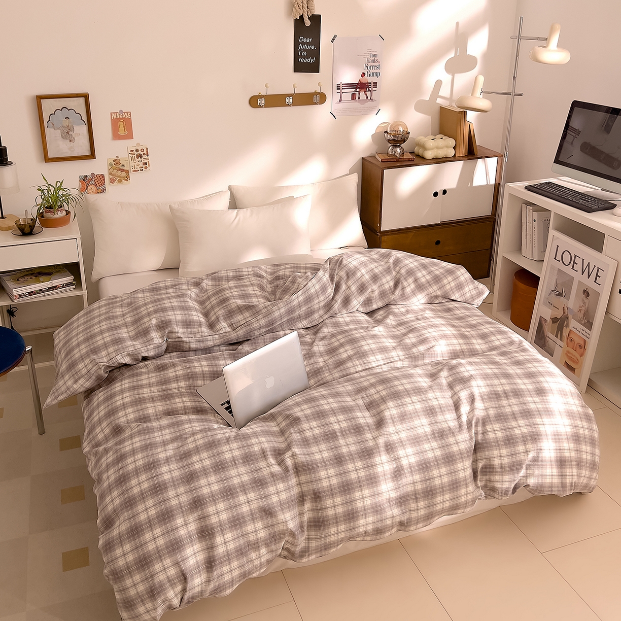 91家纺网 家纺一手货源 找家纺 DoDo 兜兜 2026新款全棉纯棉A类条格水洗棉单被套被套单件-可定做尺寸 可可奈-烟灰