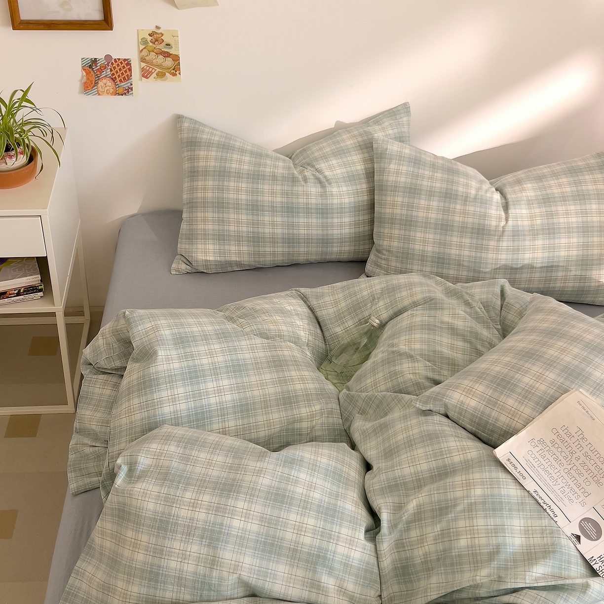 91家纺网 家纺一手货源 找家纺 DoDo 兜兜 2026新款全棉纯棉A类条格水洗棉单被套被套单件-可定做尺寸 可可奈-天青