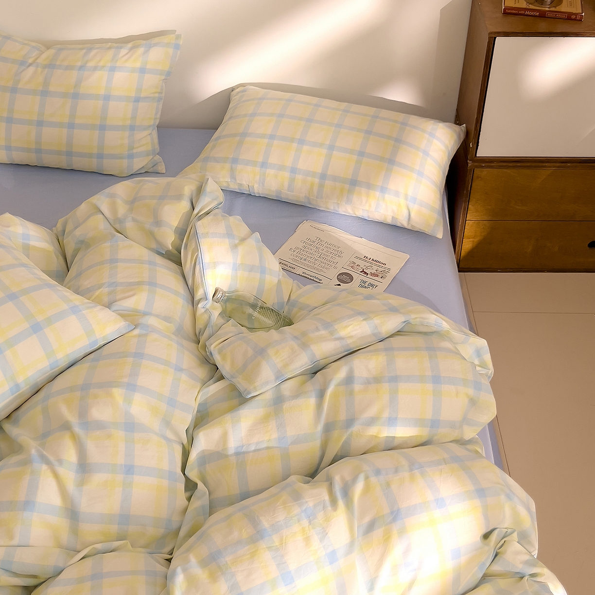 91家纺网 家纺一手货源 找家纺 DoDo 兜兜 2026新款全棉纯棉A类条格水洗棉单被套被套单件-可定做尺寸 禾里-黄蓝