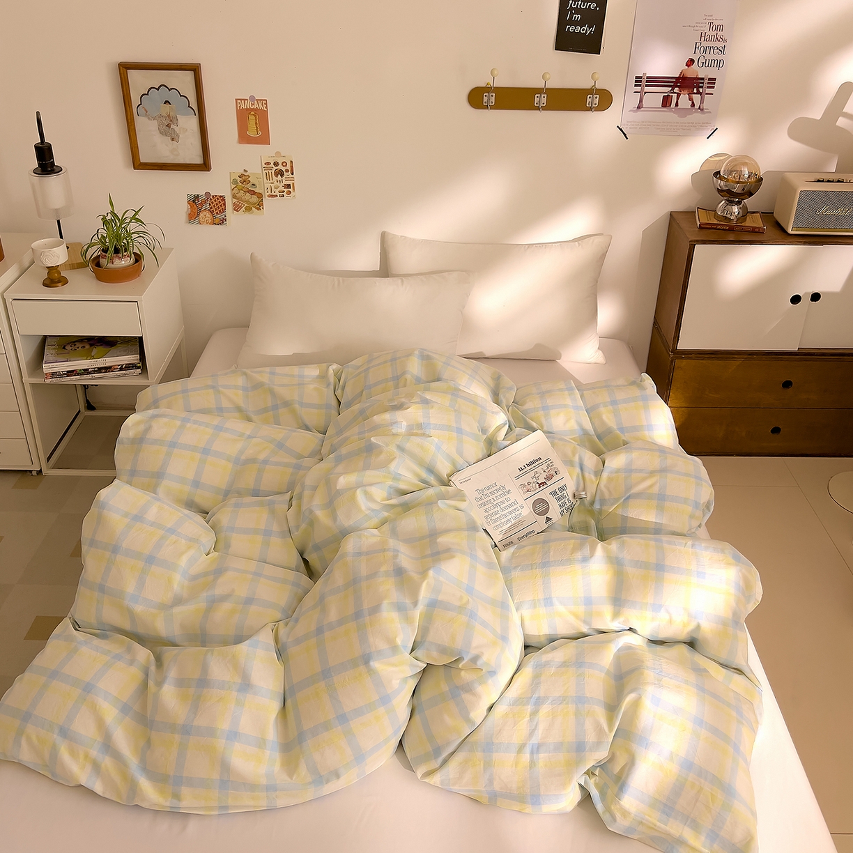 91家纺网 家纺一手货源 找家纺 DoDo 兜兜 2026新款全棉纯棉A类条格水洗棉单被套被套单件-可定做尺寸 禾里-黄蓝