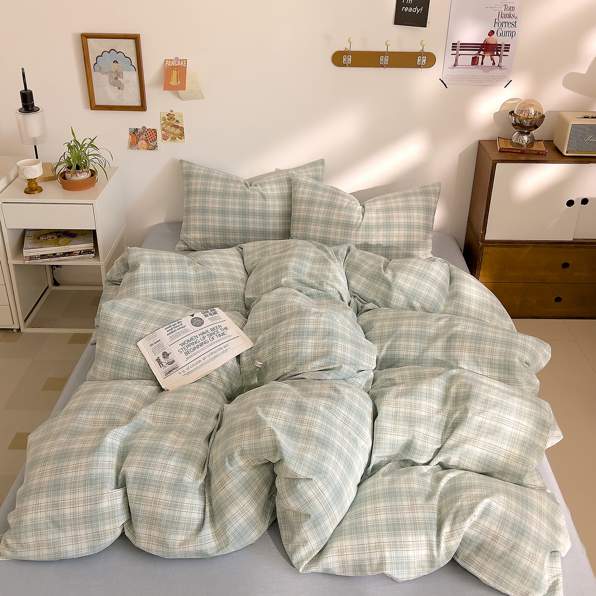 91家纺网 家纺一手货源 找家纺 DoDo 兜兜 2026新款全棉纯棉A类条格水洗棉单被套被套单件-可定做尺寸 可可奈-天青