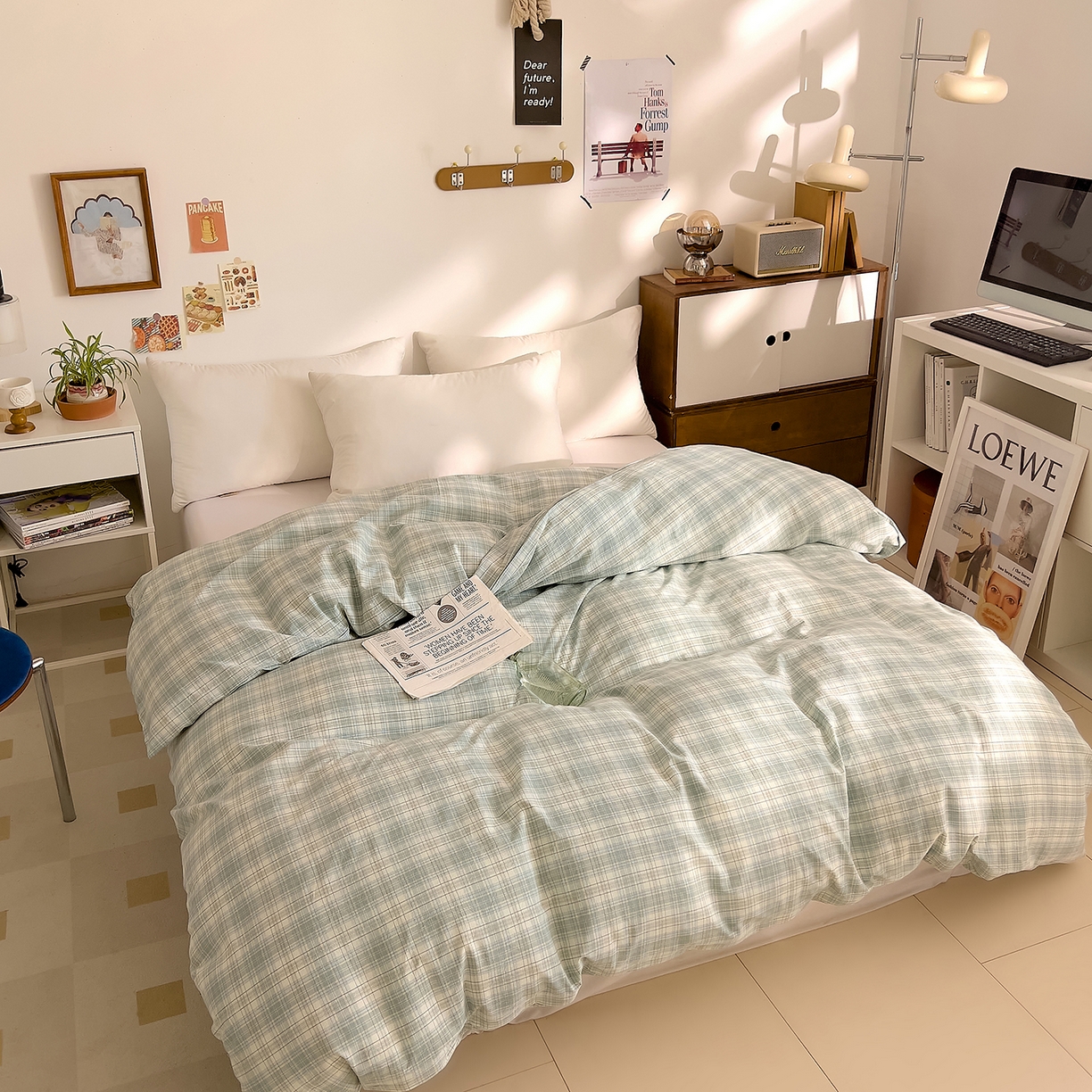 91家纺网 家纺一手货源 找家纺 DoDo 兜兜 2026新款全棉纯棉A类条格水洗棉单被套被套单件-可定做尺寸 可可奈-天青