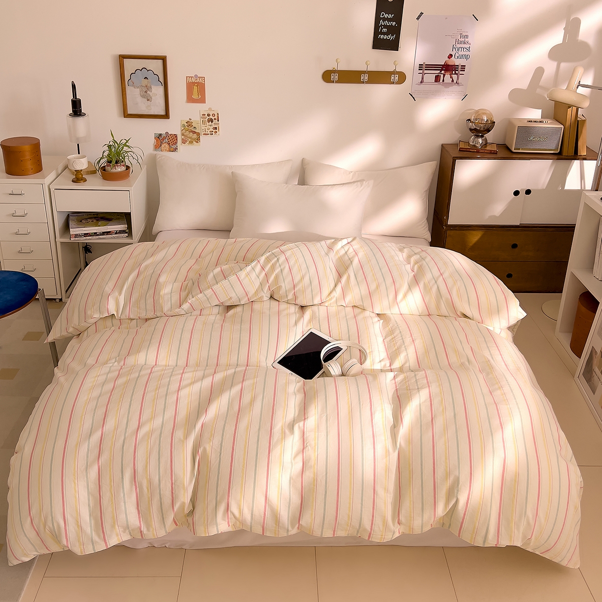 91家纺网 家纺一手货源 找家纺 DoDo 兜兜 2026新款全棉纯棉A类条格水洗棉单被套被套单件-可定做尺寸 且乐-粉