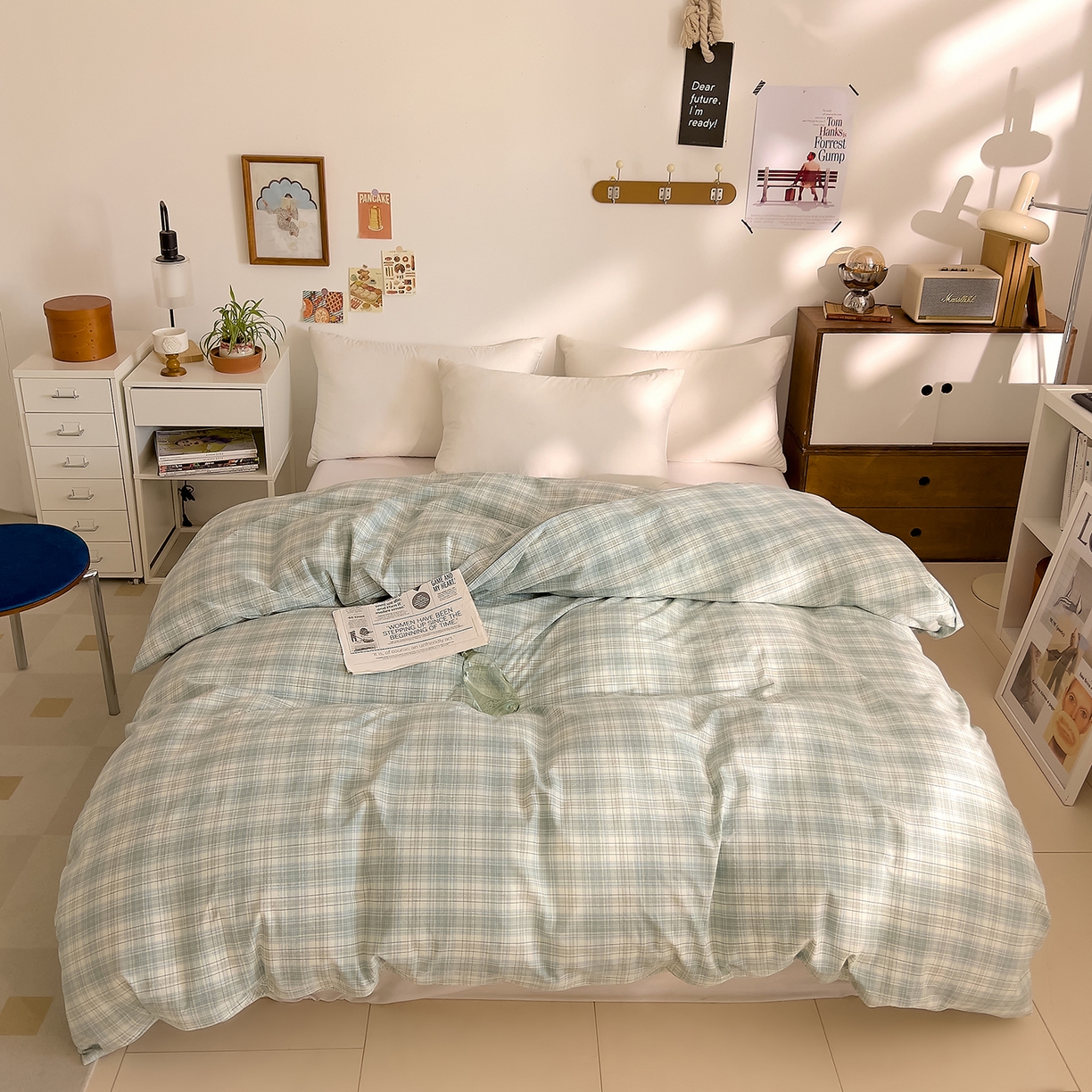 91家纺网 家纺一手货源 找家纺 DoDo 兜兜 2026新款全棉纯棉A类条格水洗棉单被套被套单件-可定做尺寸 可可奈-天青