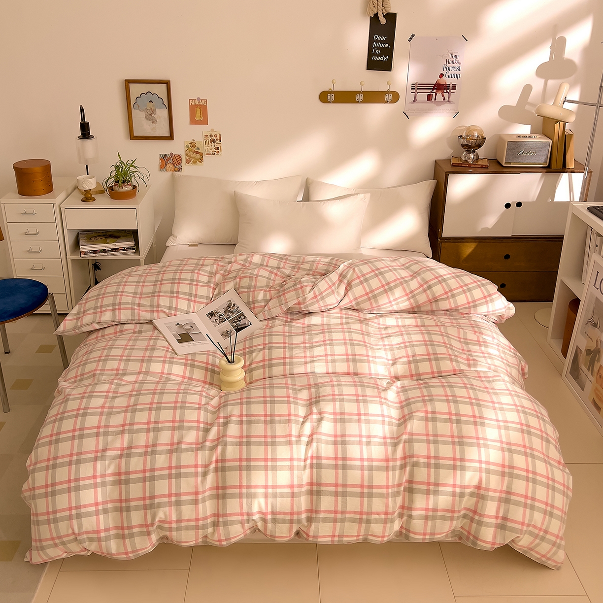 91家纺网 家纺一手货源 找家纺 DoDo 兜兜 2026新款全棉纯棉A类条格水洗棉单被套被套单件-可定做尺寸 禾里-灰粉