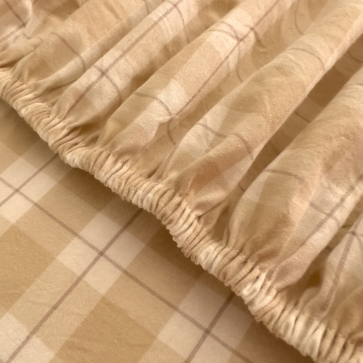 91家纺网 家纺一手货源 找家纺 DoDo 兜兜 2026新款全棉纯棉A类条格水洗棉单床笠床笠单件-可定做尺寸 半棠-卡其