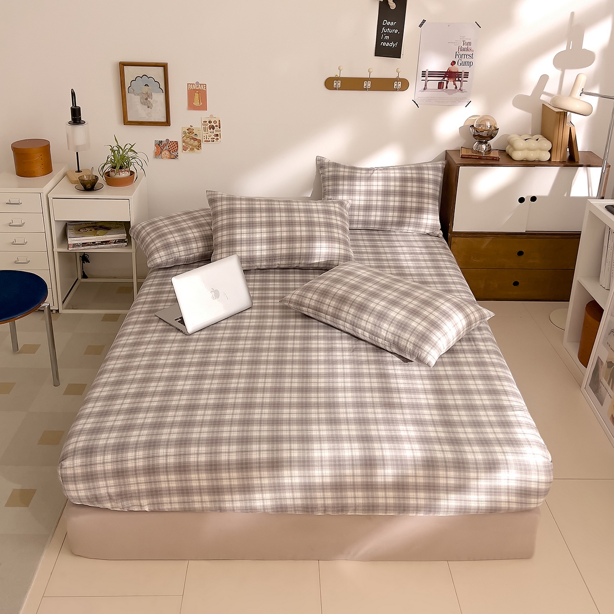 91家纺网 家纺一手货源 找家纺 DoDo 兜兜 2026新款全棉纯棉A类条格水洗棉单床笠床笠单件-可定做尺寸 可可奈-烟灰