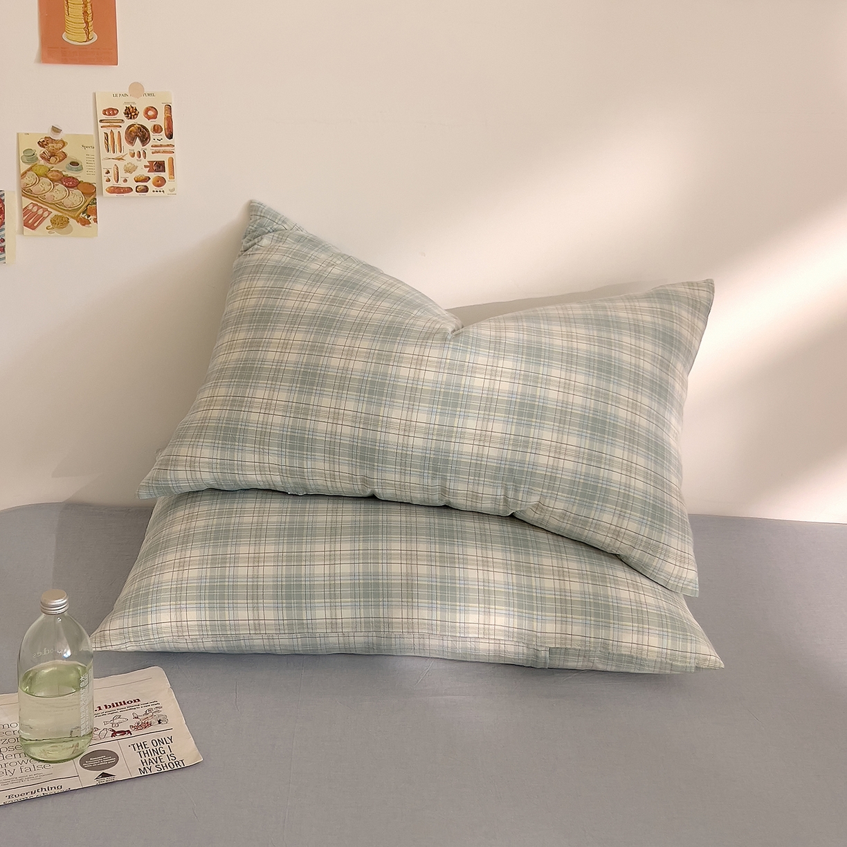 91家纺网 家纺一手货源 找家纺 DoDo 兜兜 2026新款全棉纯棉A类条格水洗棉单床笠床笠单件-可定做尺寸 可可奈-天青