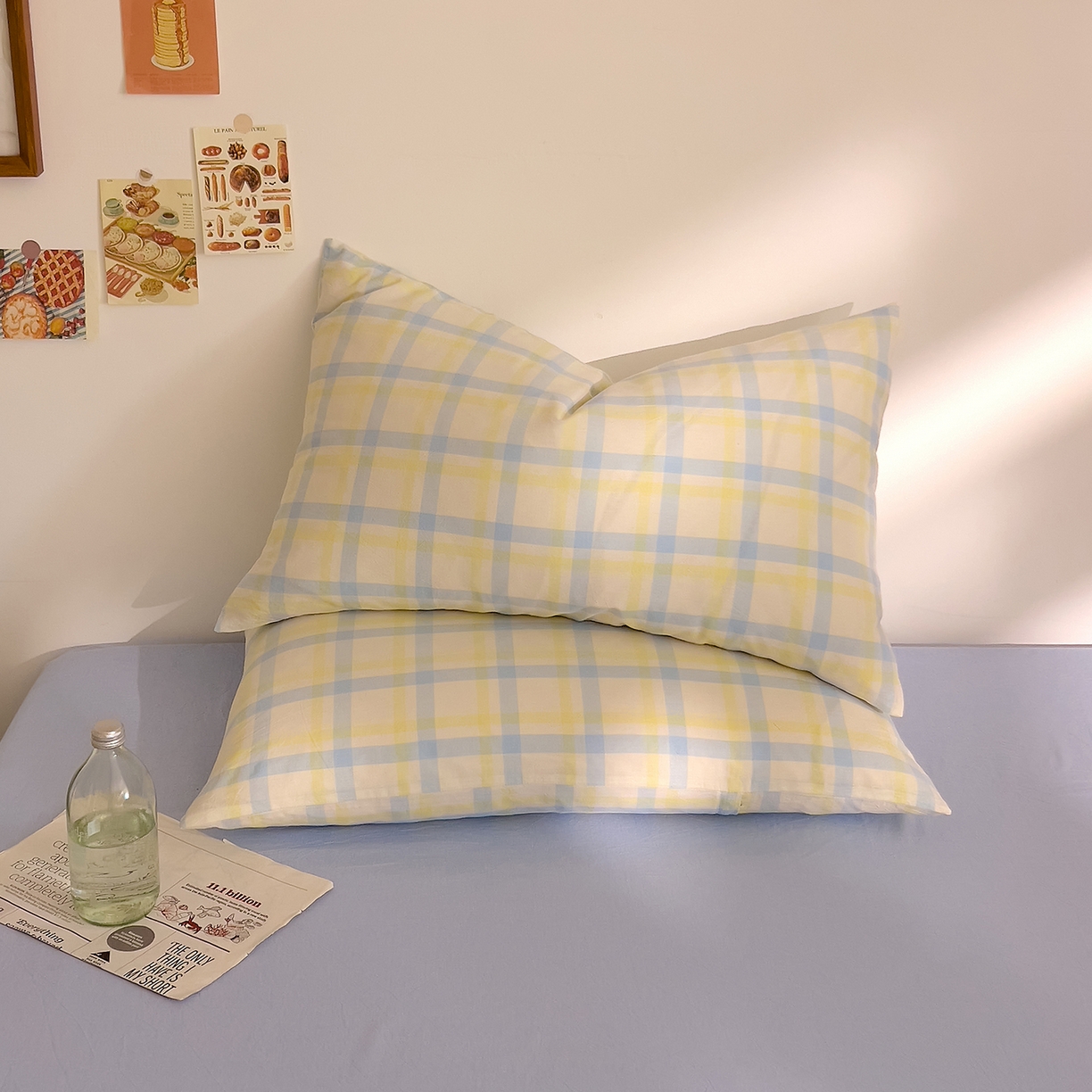 91家纺网 家纺一手货源 找家纺 DoDo 兜兜 2026新款全棉纯棉A类条格水洗棉单床笠床笠单件-可定做尺寸 禾里-黄蓝