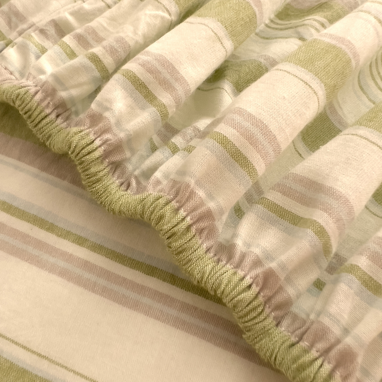 91家纺网 家纺一手货源 找家纺 DoDo 兜兜 2026新款全棉纯棉A类条格水洗棉单床笠床笠单件-可定做尺寸 左岸-绿