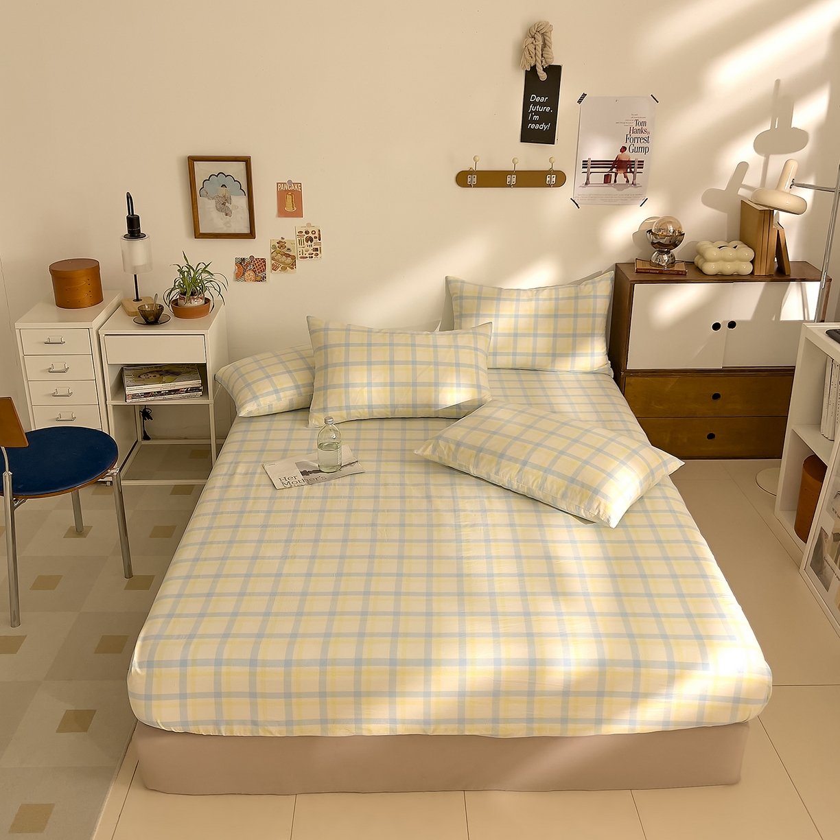 91家纺网 家纺一手货源 找家纺 DoDo 兜兜 2026新款全棉纯棉A类条格水洗棉单床笠床笠单件-可定做尺寸 禾里-黄蓝