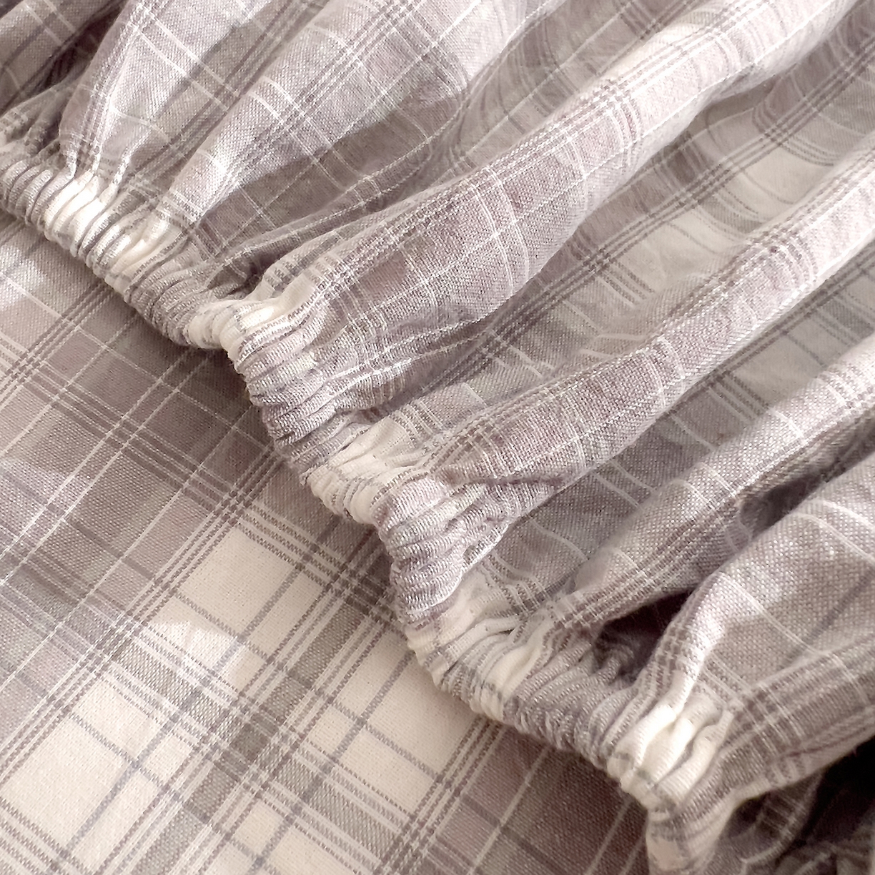 91家纺网 家纺一手货源 找家纺 DoDo 兜兜 2026新款全棉纯棉A类条格水洗棉单床笠床笠单件-可定做尺寸 可可奈-烟灰