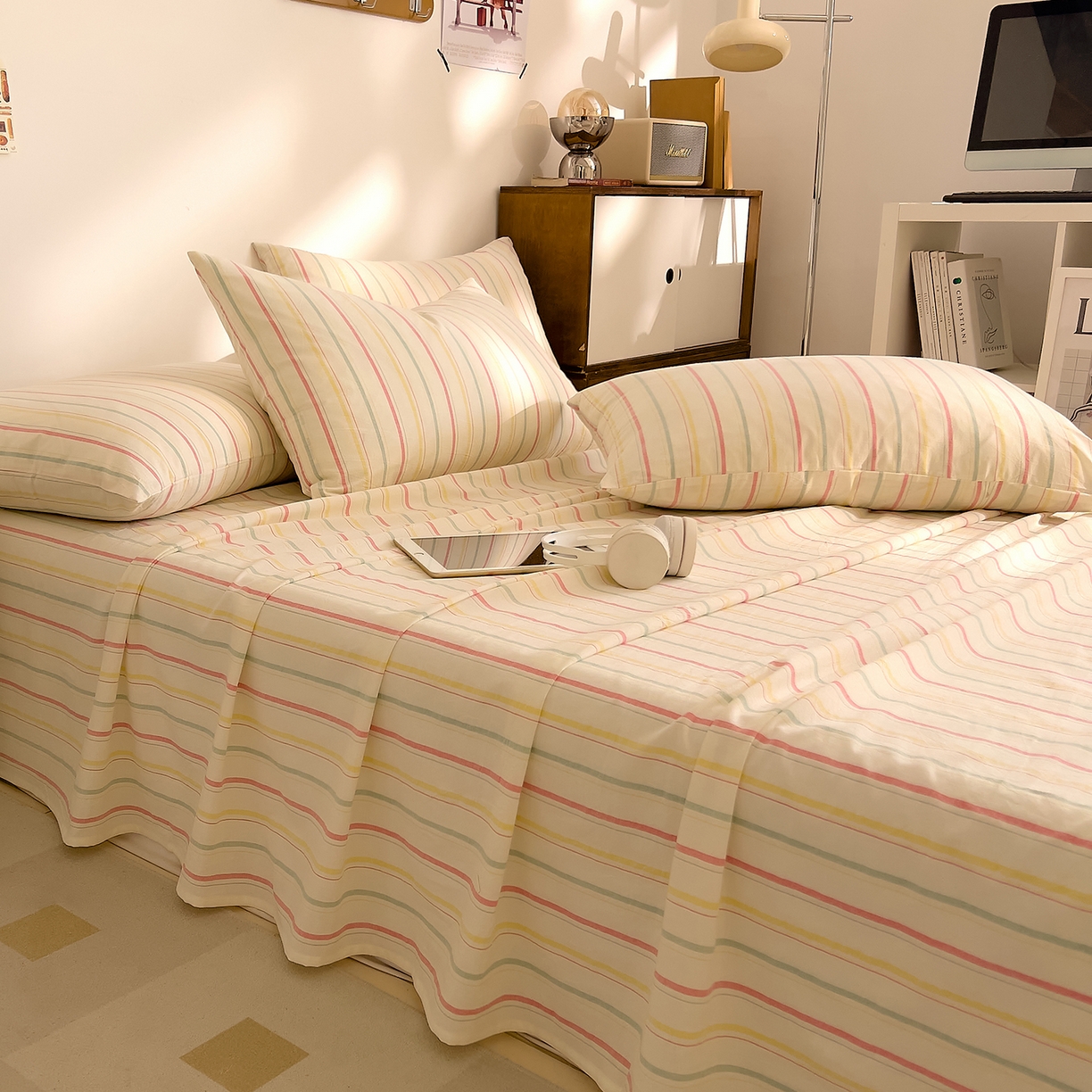 91家纺网 家纺一手货源 找家纺 （总）DoDo 兜兜 2026新款全棉纯棉A类条格水洗棉单床单床单单件-可定做尺寸