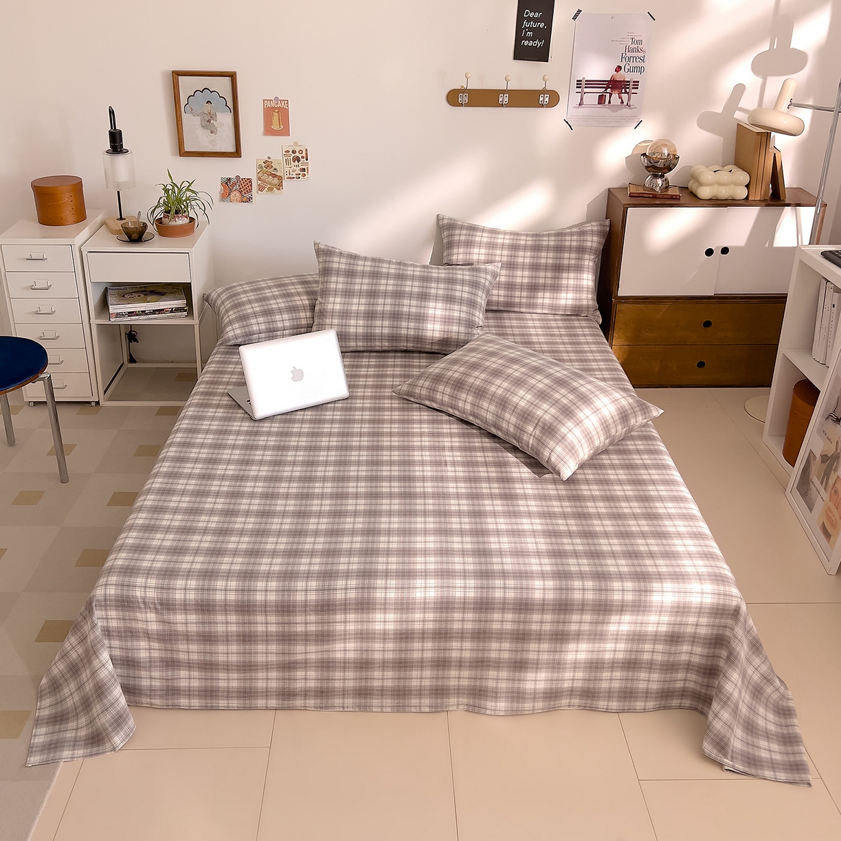 91家纺网 家纺一手货源 找家纺 DoDo 兜兜 2026新款全棉纯棉A类条格水洗棉单床单床单单件-可定做尺寸 可可奈-烟灰