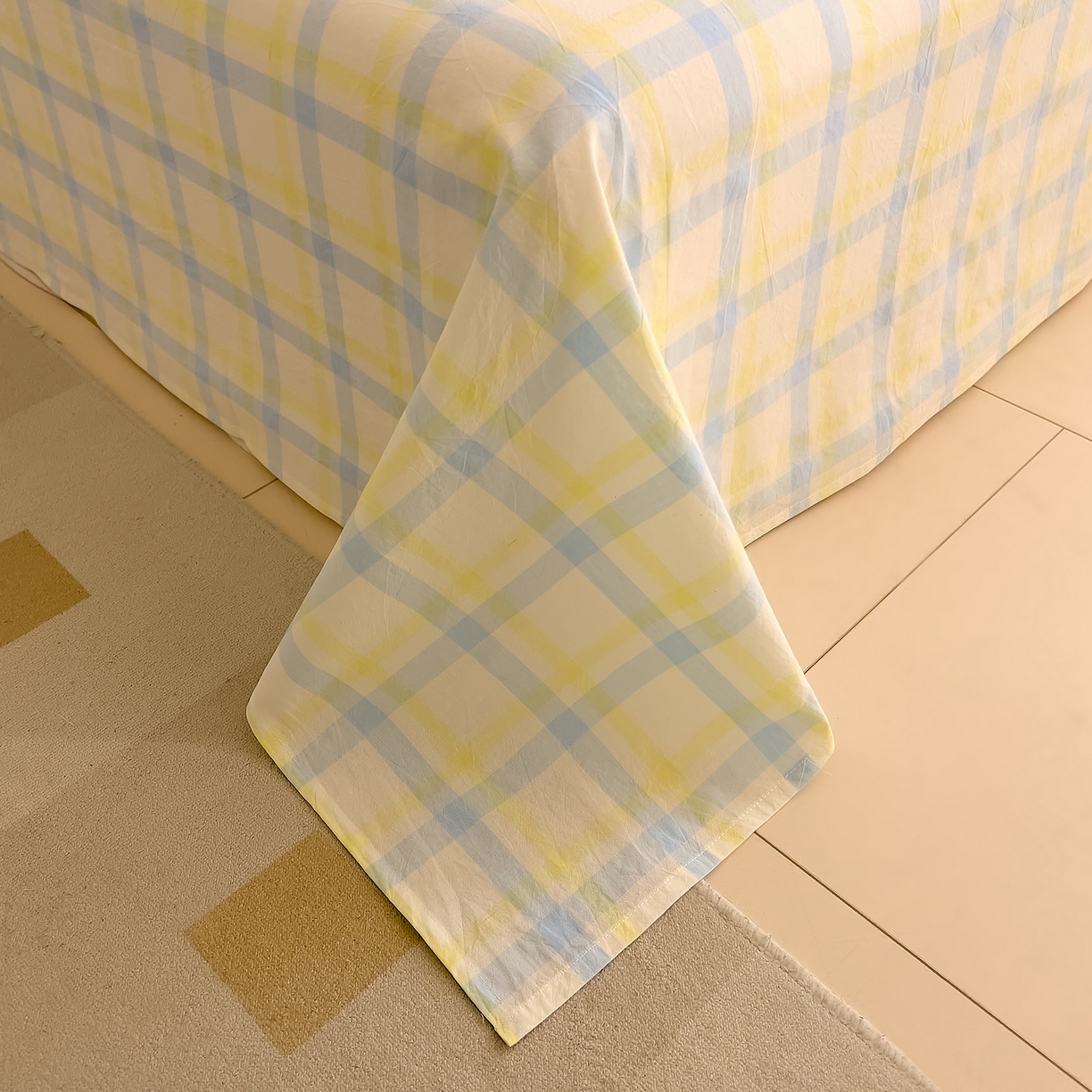 91家纺网 家纺一手货源 找家纺 DoDo 兜兜 2026新款全棉纯棉A类条格水洗棉单床单床单单件-可定做尺寸 禾里-黄蓝