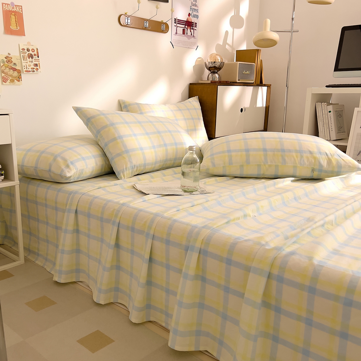 91家纺网 家纺一手货源 找家纺 DoDo 兜兜 2026新款全棉纯棉A类条格水洗棉单床单床单单件-可定做尺寸 禾里-黄蓝