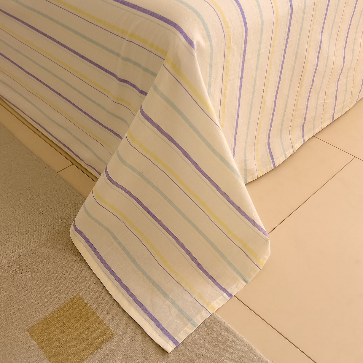 91家纺网 家纺一手货源 找家纺 DoDo 兜兜 2026新款全棉纯棉A类条格水洗棉单床单床单单件-可定做尺寸 且乐-紫