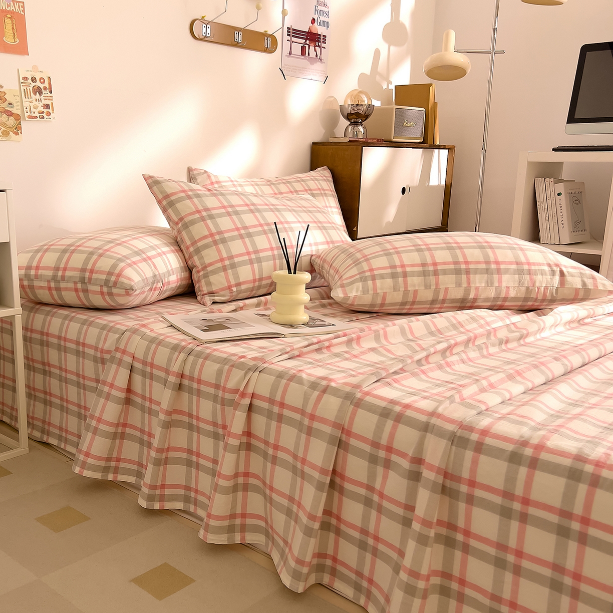 DoDo 兜兜 2026新款全棉纯棉A类条格水洗棉单床单床单单件-可定做尺寸 禾里-灰粉