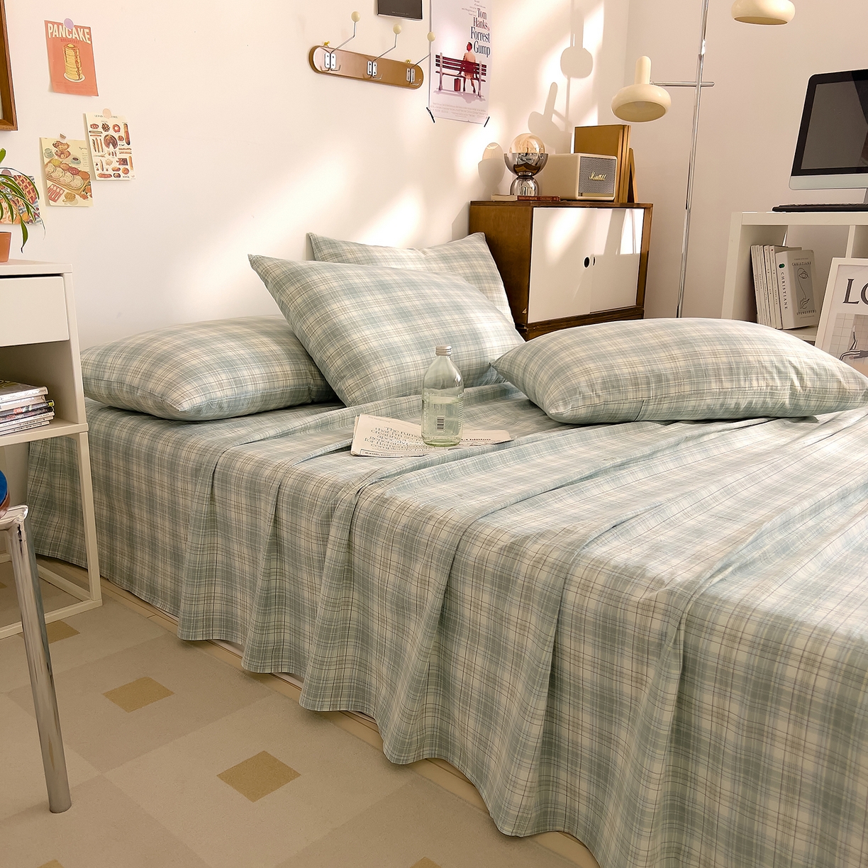 91家纺网 家纺一手货源 找家纺 DoDo 兜兜 2026新款全棉纯棉A类条格水洗棉单床单床单单件-可定做尺寸 可可奈-天青