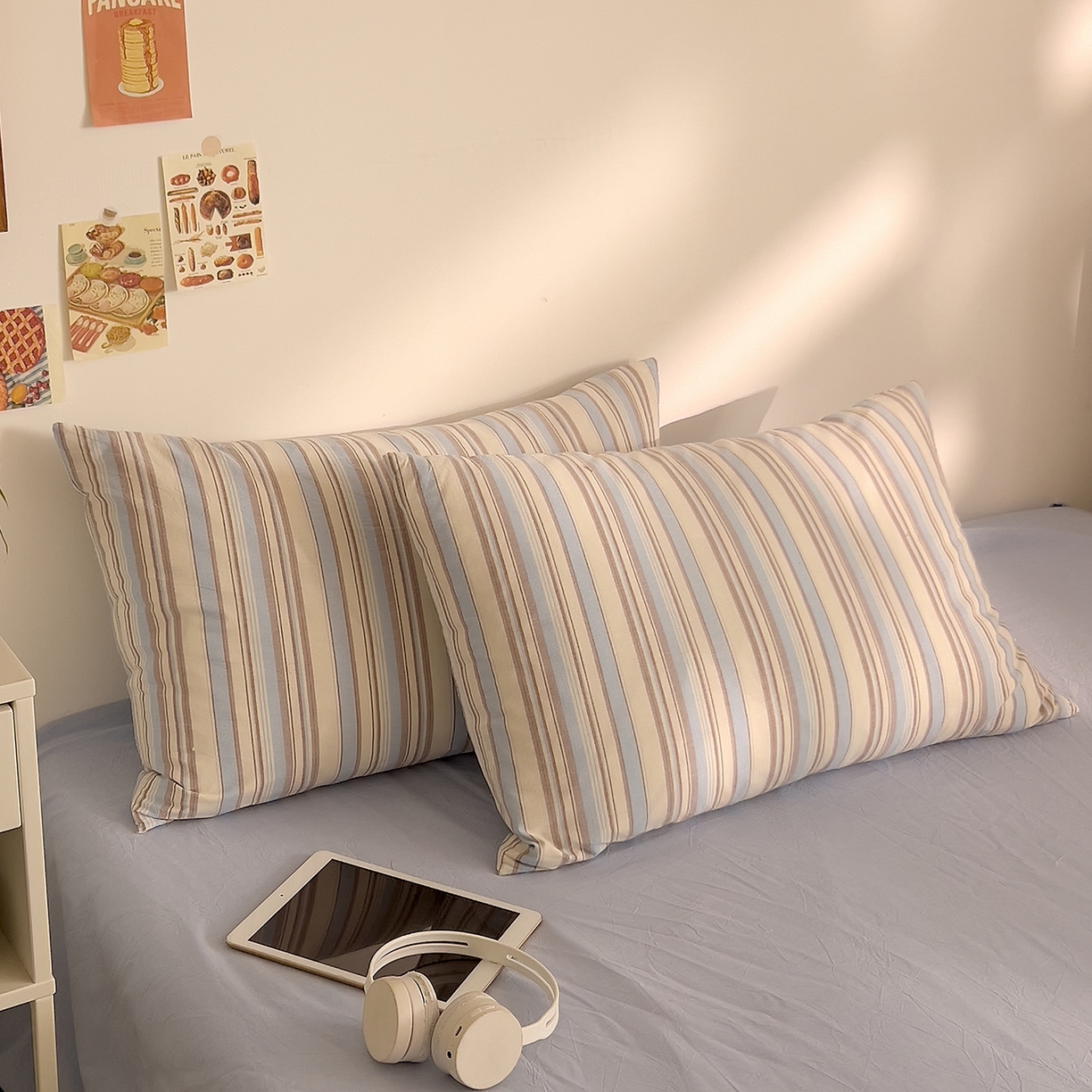 91家纺网 家纺一手货源 找家纺 DoDo 兜兜 2026新款全棉纯棉A类条格水洗棉单床单床单单件-可定做尺寸 左岸-蓝