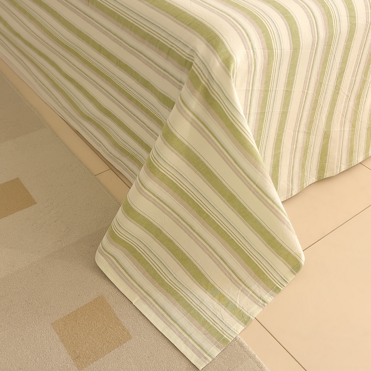 91家纺网 家纺一手货源 找家纺 DoDo 兜兜 2026新款全棉纯棉A类条格水洗棉单床单床单单件-可定做尺寸 左岸-绿