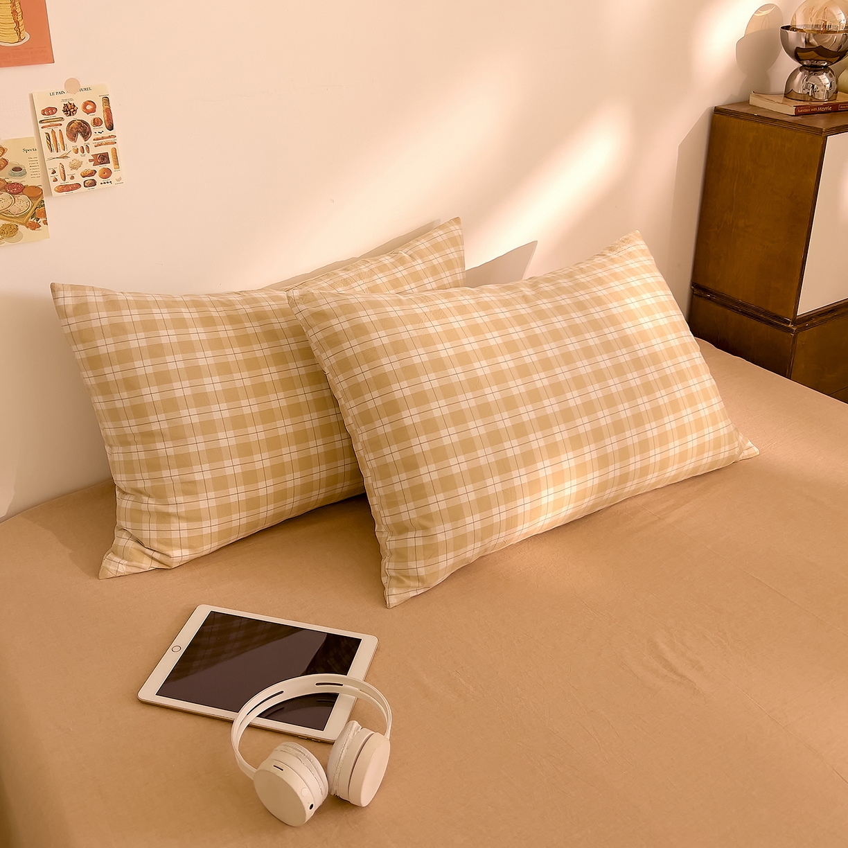 91家纺网 家纺一手货源 找家纺 DoDo 兜兜 2026新款全棉纯棉A类条格水洗棉单床单床单单件-可定做尺寸 半棠-卡其