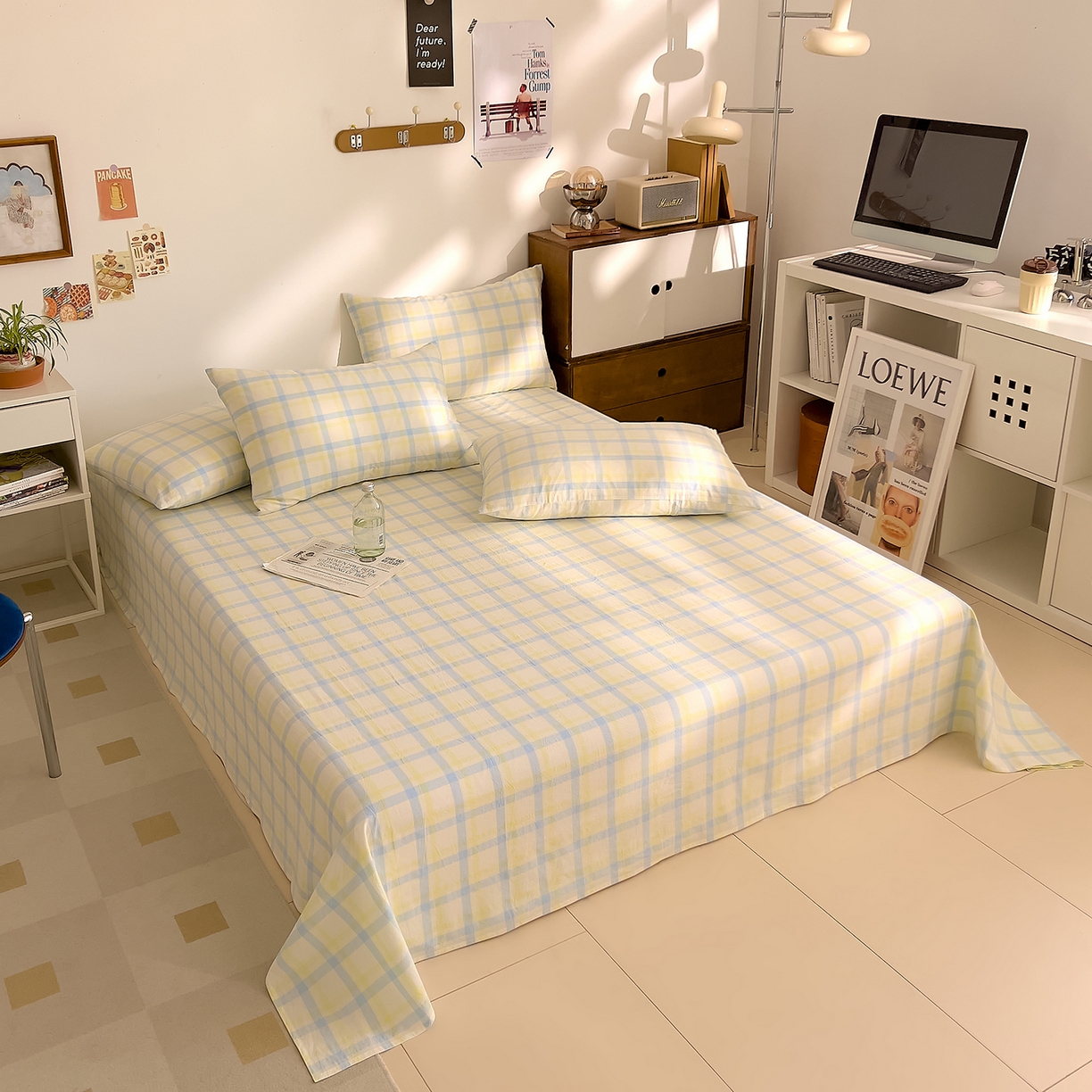 91家纺网 家纺一手货源 找家纺 DoDo 兜兜 2026新款全棉纯棉A类条格水洗棉单床单床单单件-可定做尺寸 禾里-黄蓝