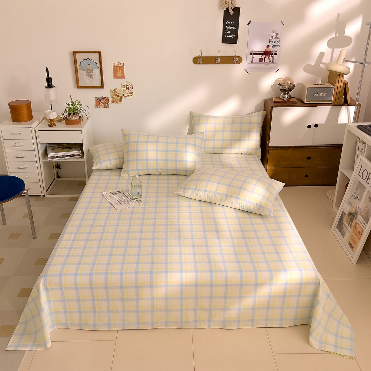 91家纺网 家纺一手货源 找家纺 DoDo 兜兜 2026新款全棉纯棉A类条格水洗棉单床单床单单件-可定做尺寸 禾里-黄蓝