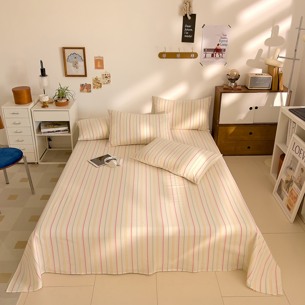 91家纺网 家纺一手货源 找家纺 DoDo 兜兜 2026新款全棉纯棉A类条格水洗棉单床单床单单件-可定做尺寸 且乐-粉