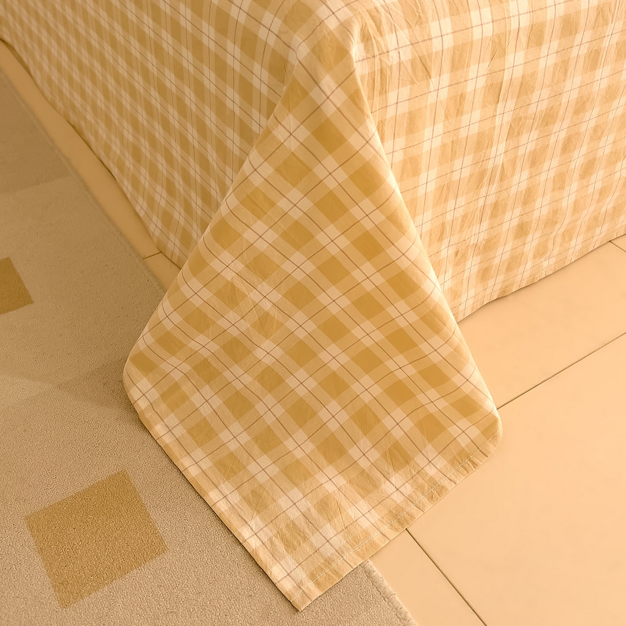 91家纺网 家纺一手货源 找家纺 DoDo 兜兜 2026新款全棉纯棉A类条格水洗棉单床单床单单件-可定做尺寸 半棠-卡其