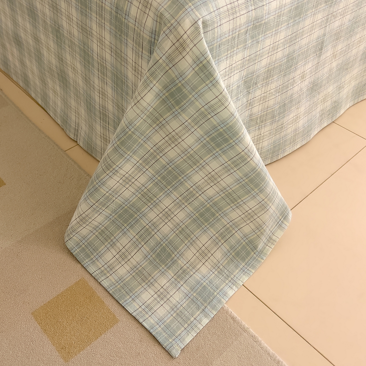 91家纺网 家纺一手货源 找家纺 DoDo 兜兜 2026新款全棉纯棉A类条格水洗棉单床单床单单件-可定做尺寸 可可奈-天青