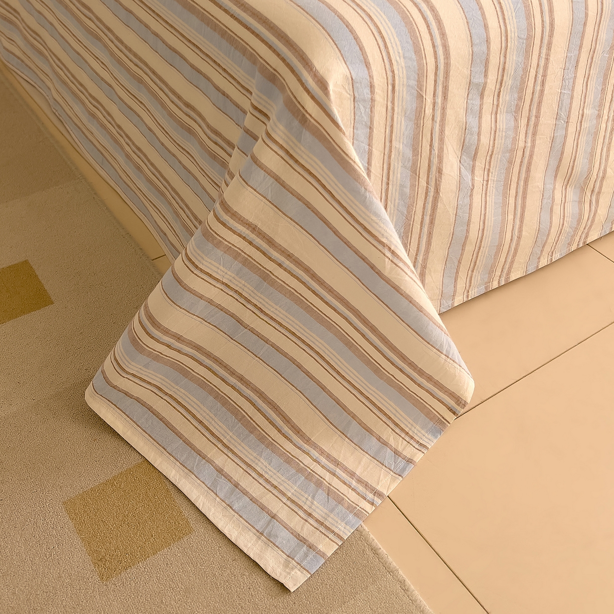 91家纺网 家纺一手货源 找家纺 DoDo 兜兜 2026新款全棉纯棉A类条格水洗棉单床单床单单件-可定做尺寸 左岸-蓝