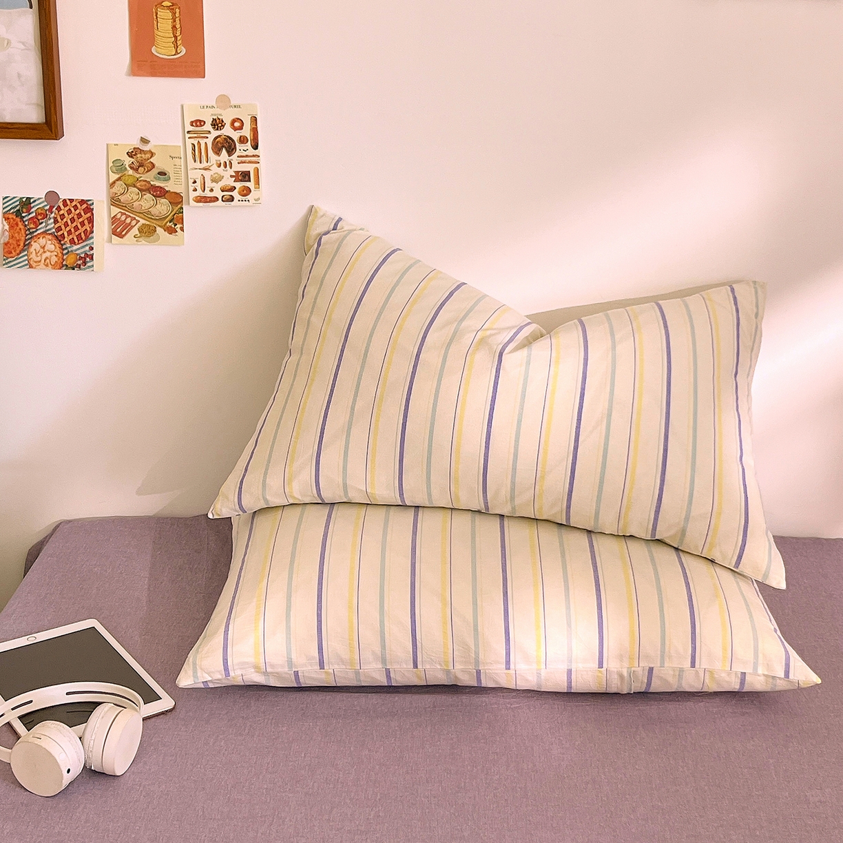 91家纺网 家纺一手货源 找家纺 DoDo 兜兜 2026新款全棉纯棉A类条格水洗棉单床单床单单件-可定做尺寸 且乐-紫