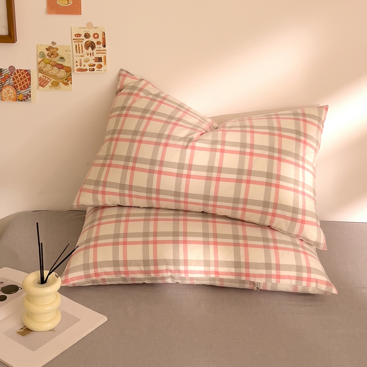 91家纺网 家纺一手货源 找家纺 （总）DoDo 兜兜 2026新款全棉纯棉A类条格水洗棉单枕套枕套单件-可定做尺寸