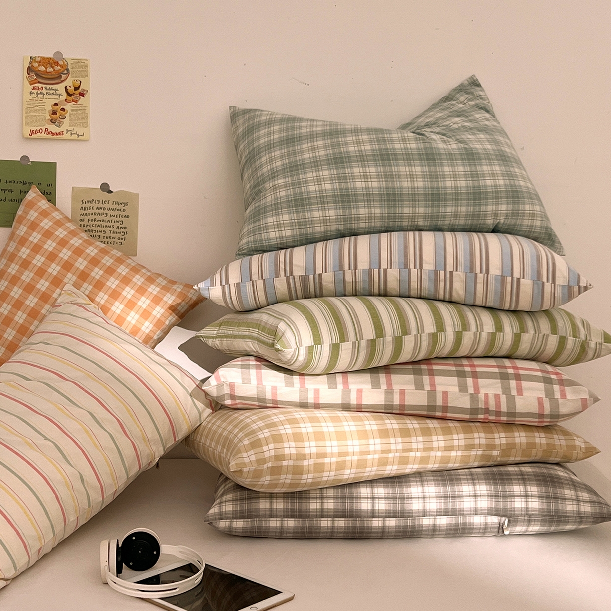 DoDo 兜兜 2026新款全棉纯棉A类条格水洗棉单枕套枕套单件-可定做尺寸 组合图（仅供展示不可下单）