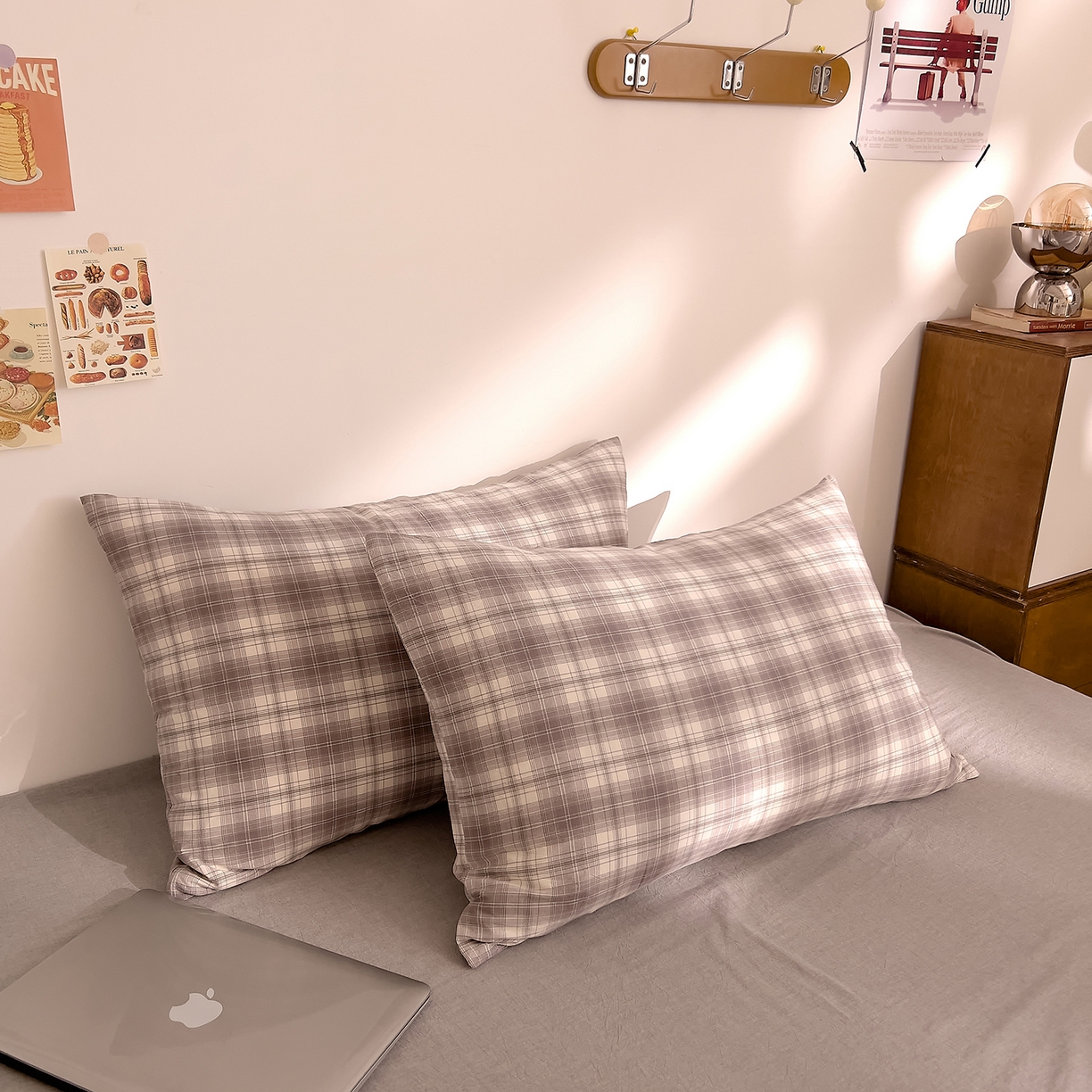 91家纺网 家纺一手货源 找家纺 DoDo 兜兜 2026新款全棉纯棉A类条格水洗棉单枕套枕套单件-可定做尺寸 可可奈-烟灰