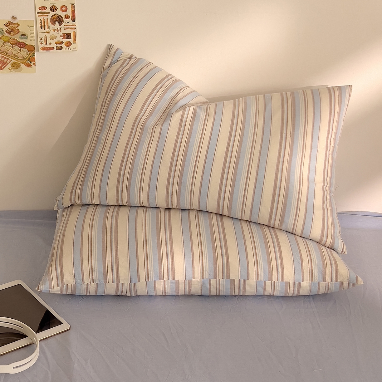 DoDo 兜兜 2026新款全棉纯棉A类条格水洗棉单枕套枕套单件-可定做尺寸 左岸-蓝