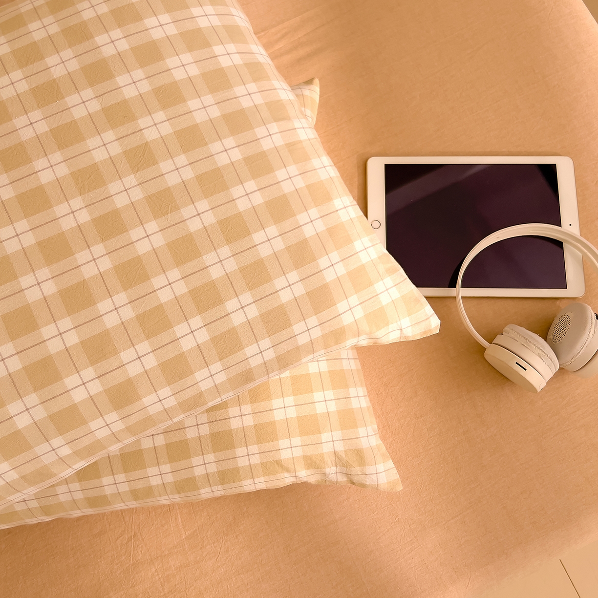 91家纺网 家纺一手货源 找家纺 DoDo 兜兜 2026新款全棉纯棉A类条格水洗棉单枕套枕套单件-可定做尺寸 半棠-卡其