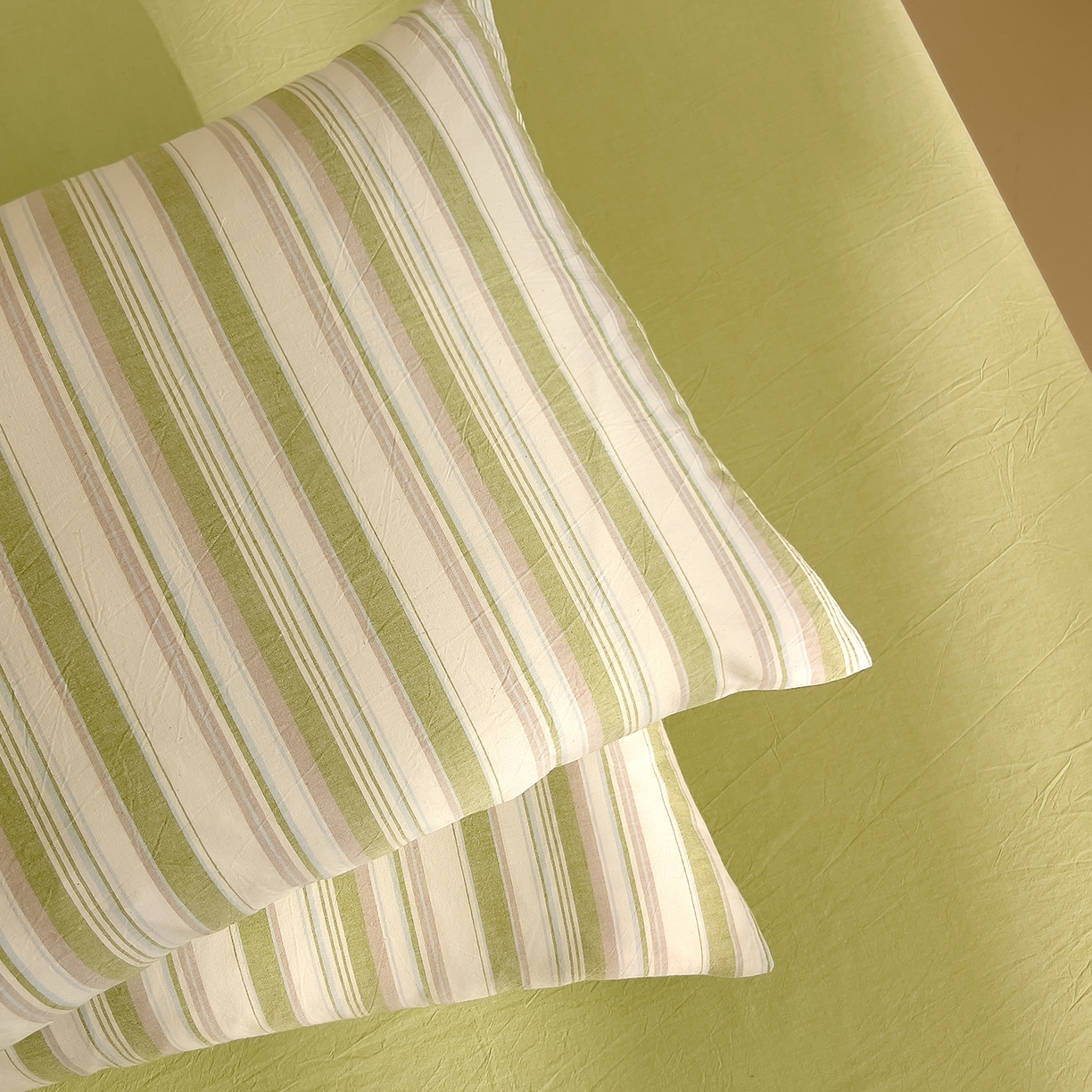 91家纺网 家纺一手货源 找家纺 DoDo 兜兜 2026新款全棉纯棉A类条格水洗棉单枕套枕套单件-可定做尺寸 左岸-绿